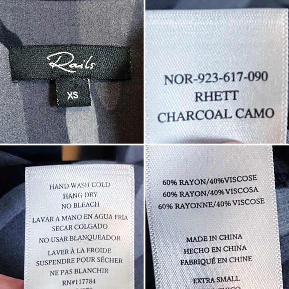 BOGO! Rails Rhett Charcoal Camo Button Front Shirt XS - Picture 10 of 11